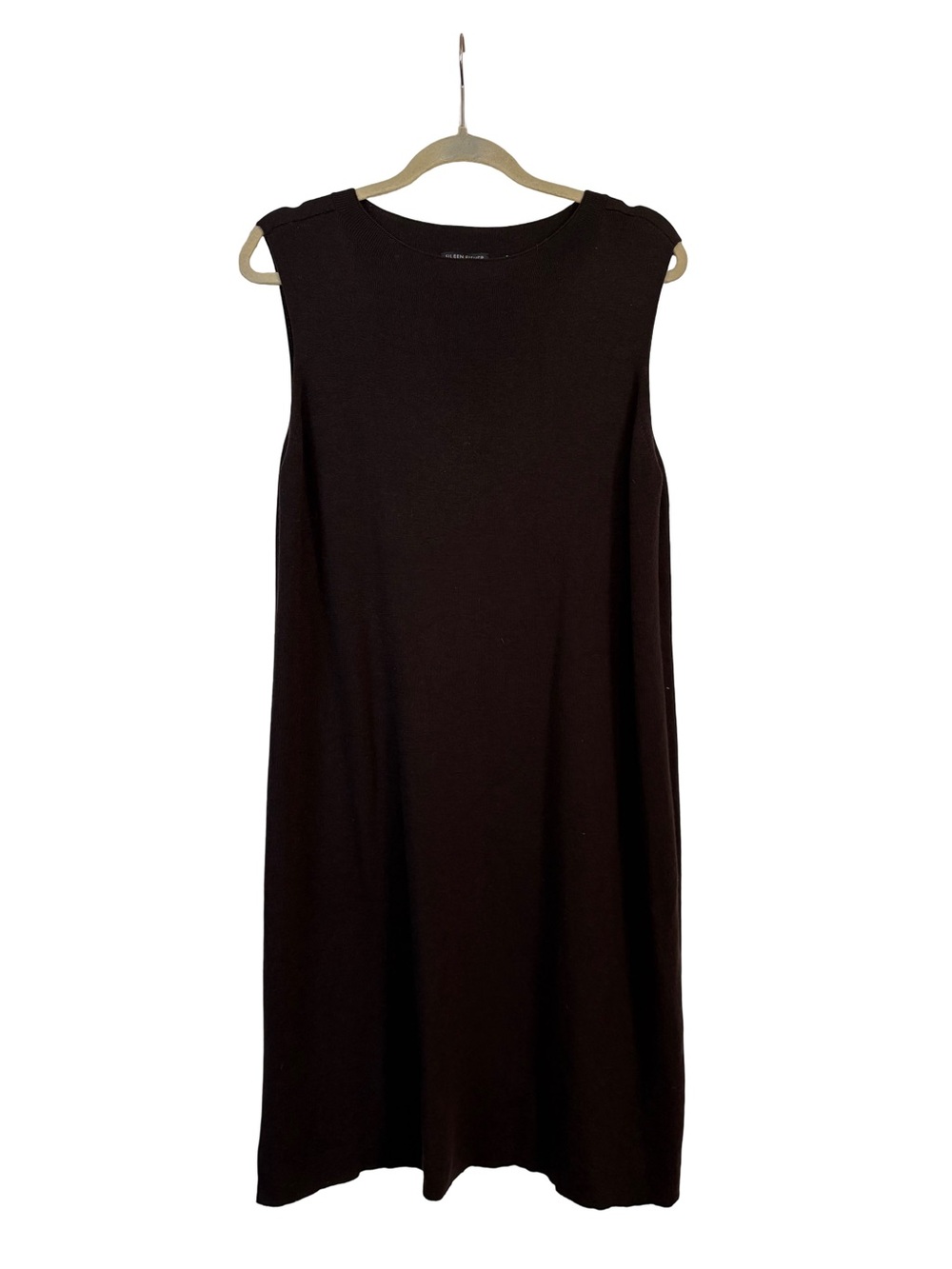 Eileen Fisher Dark Brown Wool Sleeveless Dress Size Large